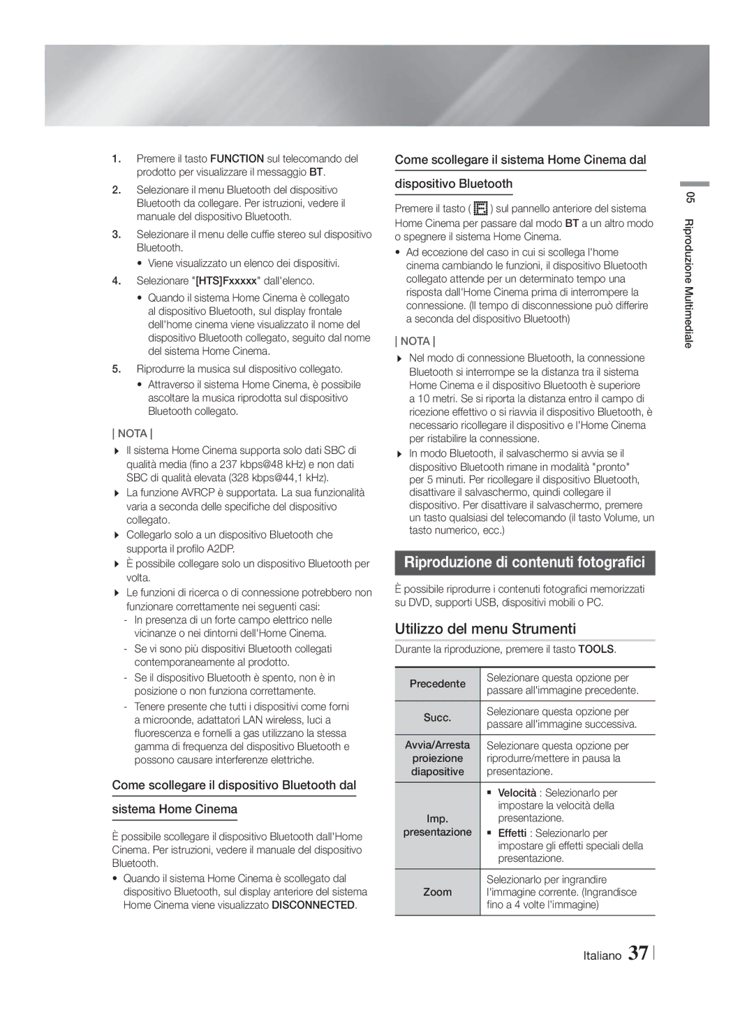 Samsung HT-FS9200/ZF manual Riproduzione di contenuti fotografici, Passare allimmagine successiva 