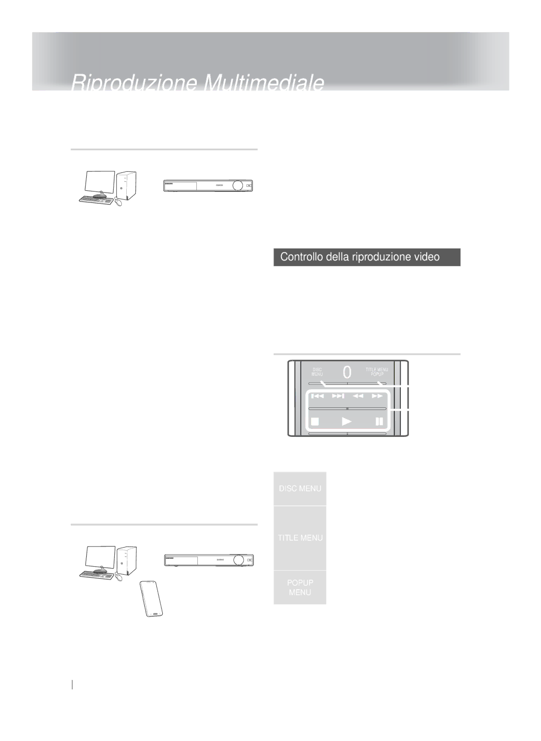 Samsung HT-FS9209/ZG manual Controllo della riproduzione video, Tasti del telecomando utilizzati per la riproduzione video 