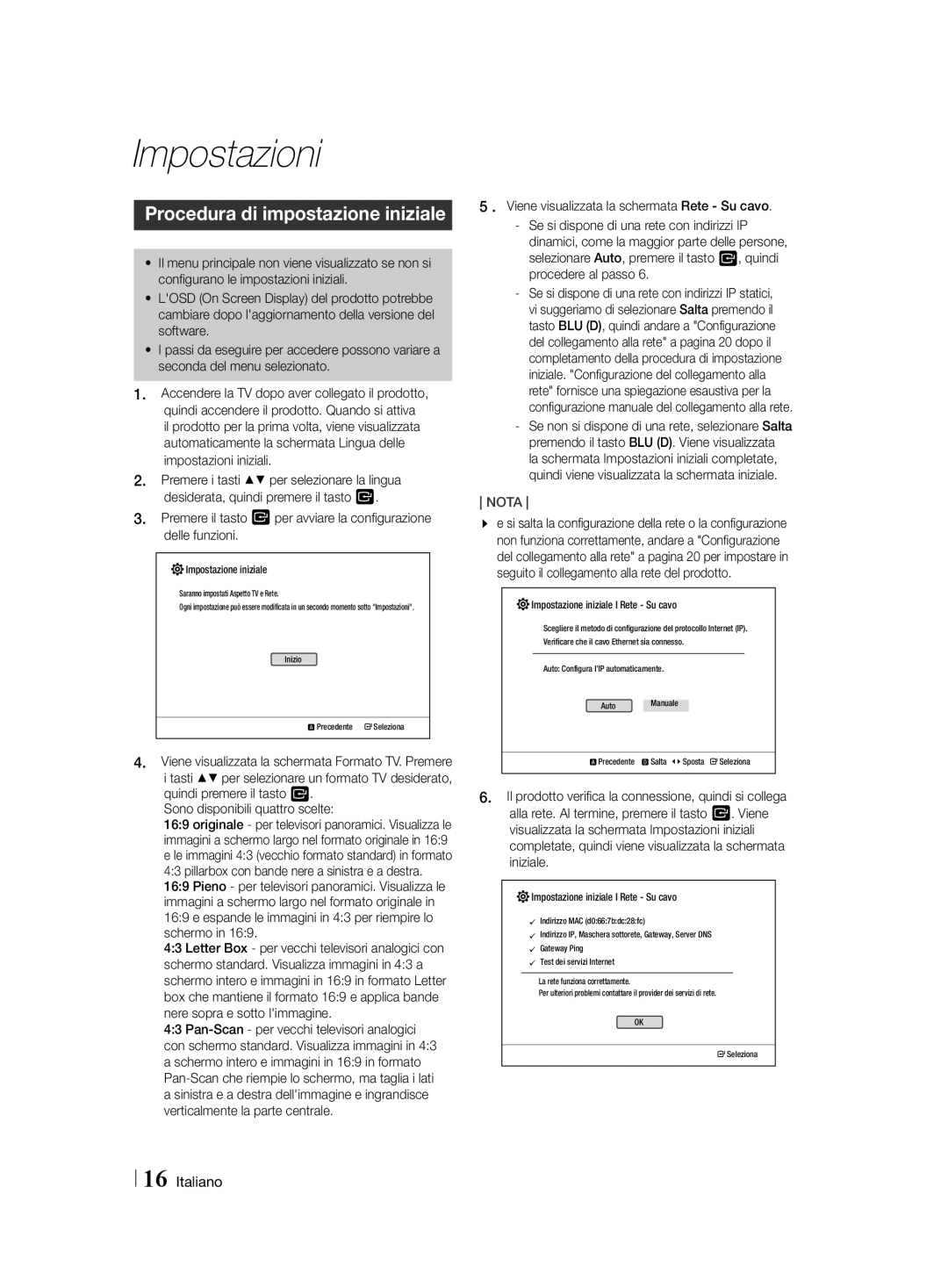 Samsung HT-H4500R/ZF, HT-H4550R/EN, HT-H4500R/EN, HT-H4550R/ZF manual Impostazioni, Procedura di impostazione iniziale 