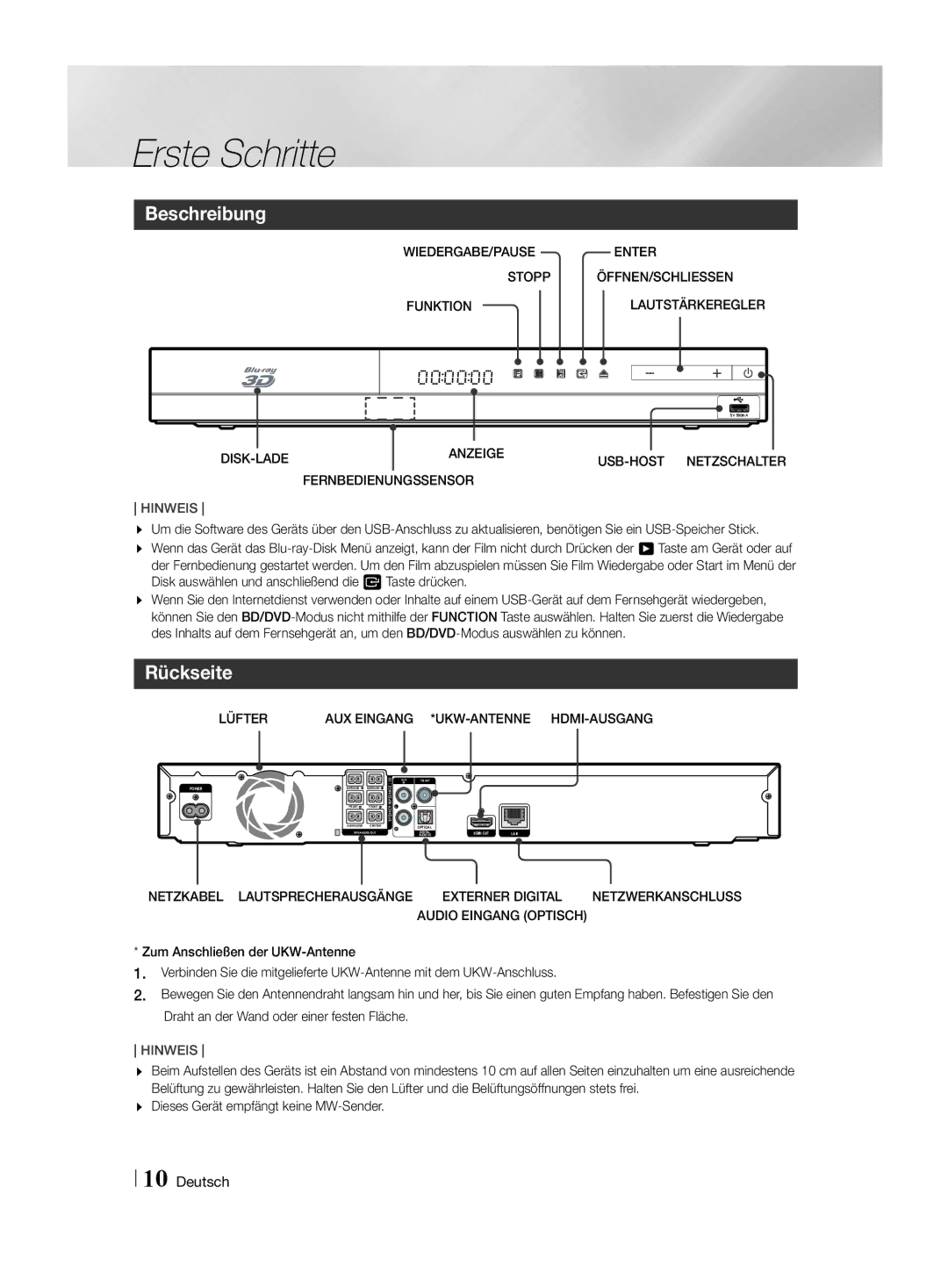 Samsung HT-H4550R/XU, HT-H4550R/EN, HT-H4550R/TK, HT-H4500R/EN, HT-H4500R/ZF, HT-H4550R/ZF manual Beschreibung, Rückseite 