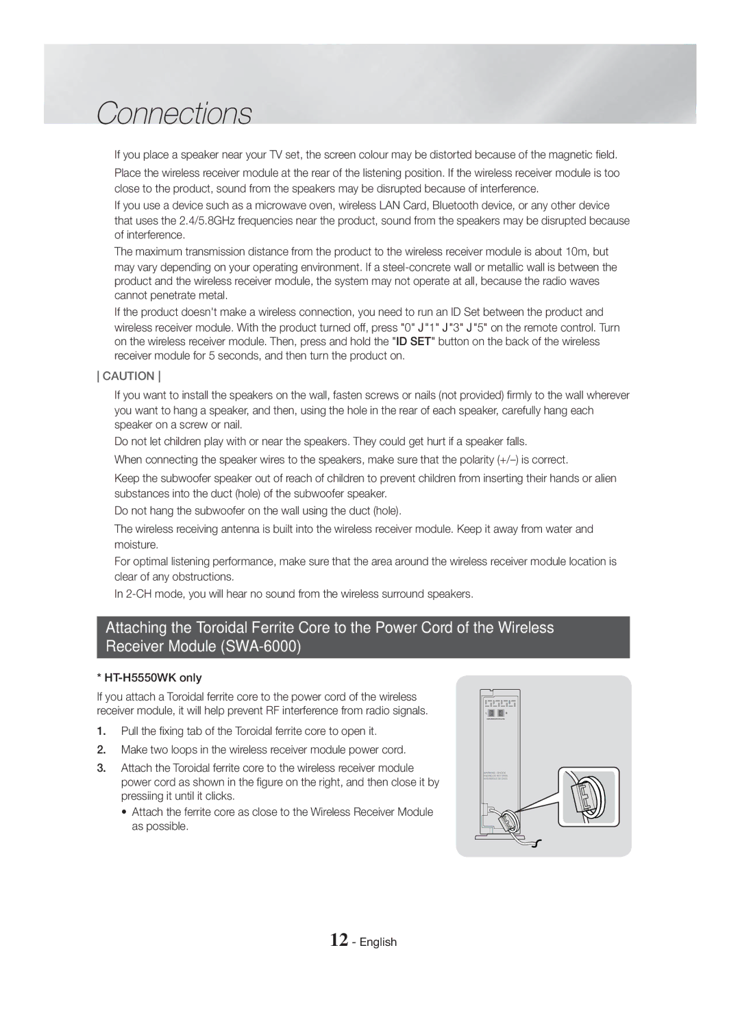 Samsung HT-H5500K/SQ manual HT-H5550WK only 