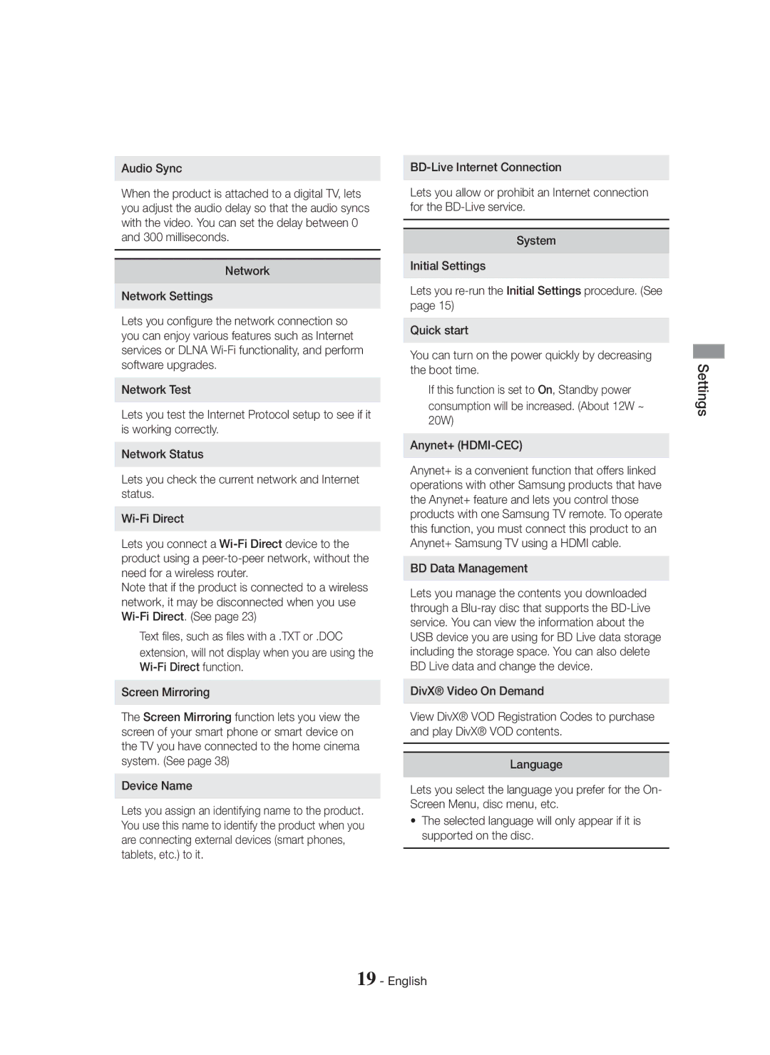 Samsung HT-H5500K/SQ manual BD Data Management 