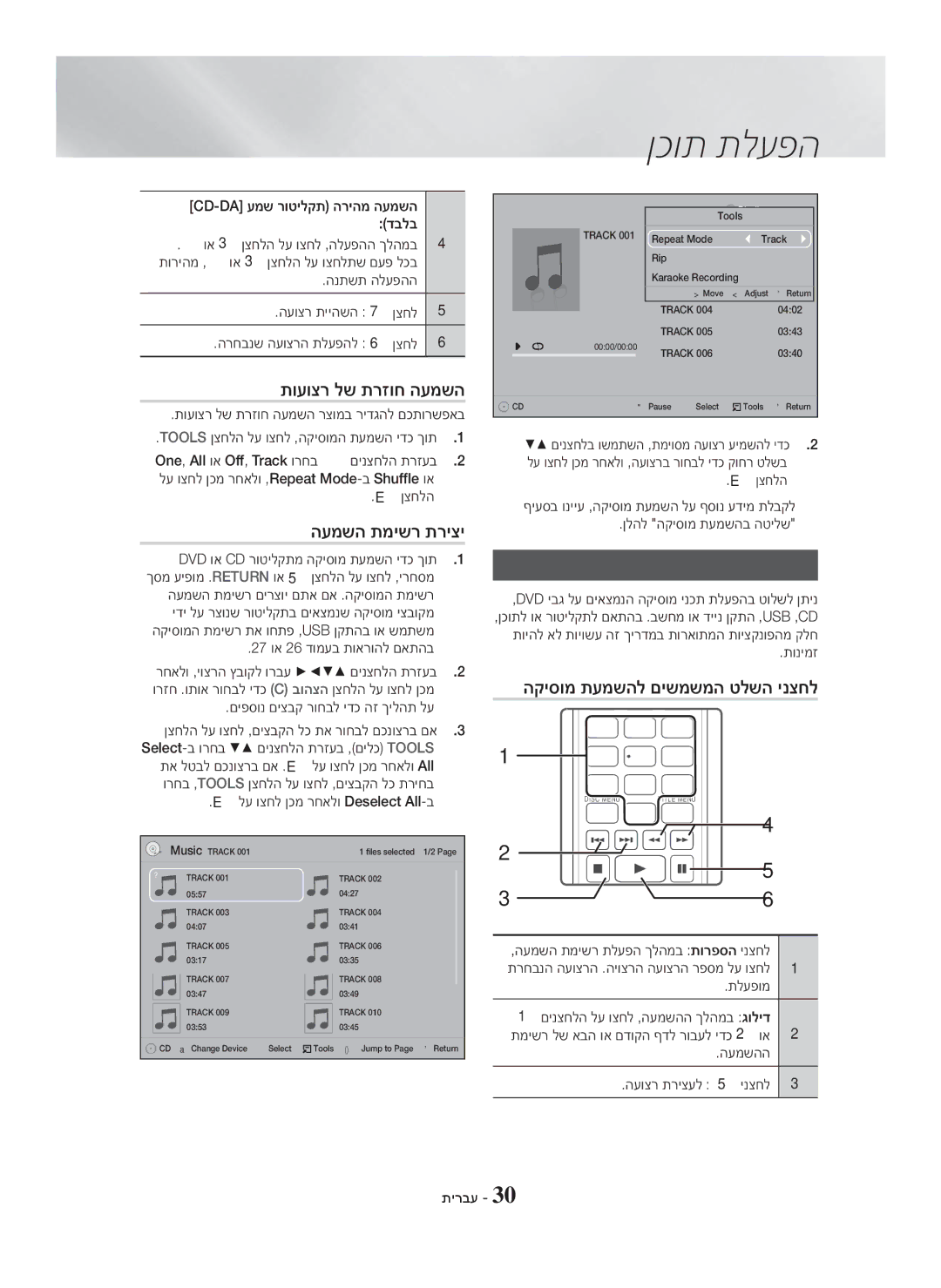 Samsung HT-H5500K/SQ manual תועוצר לש תרזוח העמשה, העמשה תמישר תריצי, הקיסומ תעמשהב הטילש, הקיסומ תעמשהל םישמשמה טלשה ינצחל 