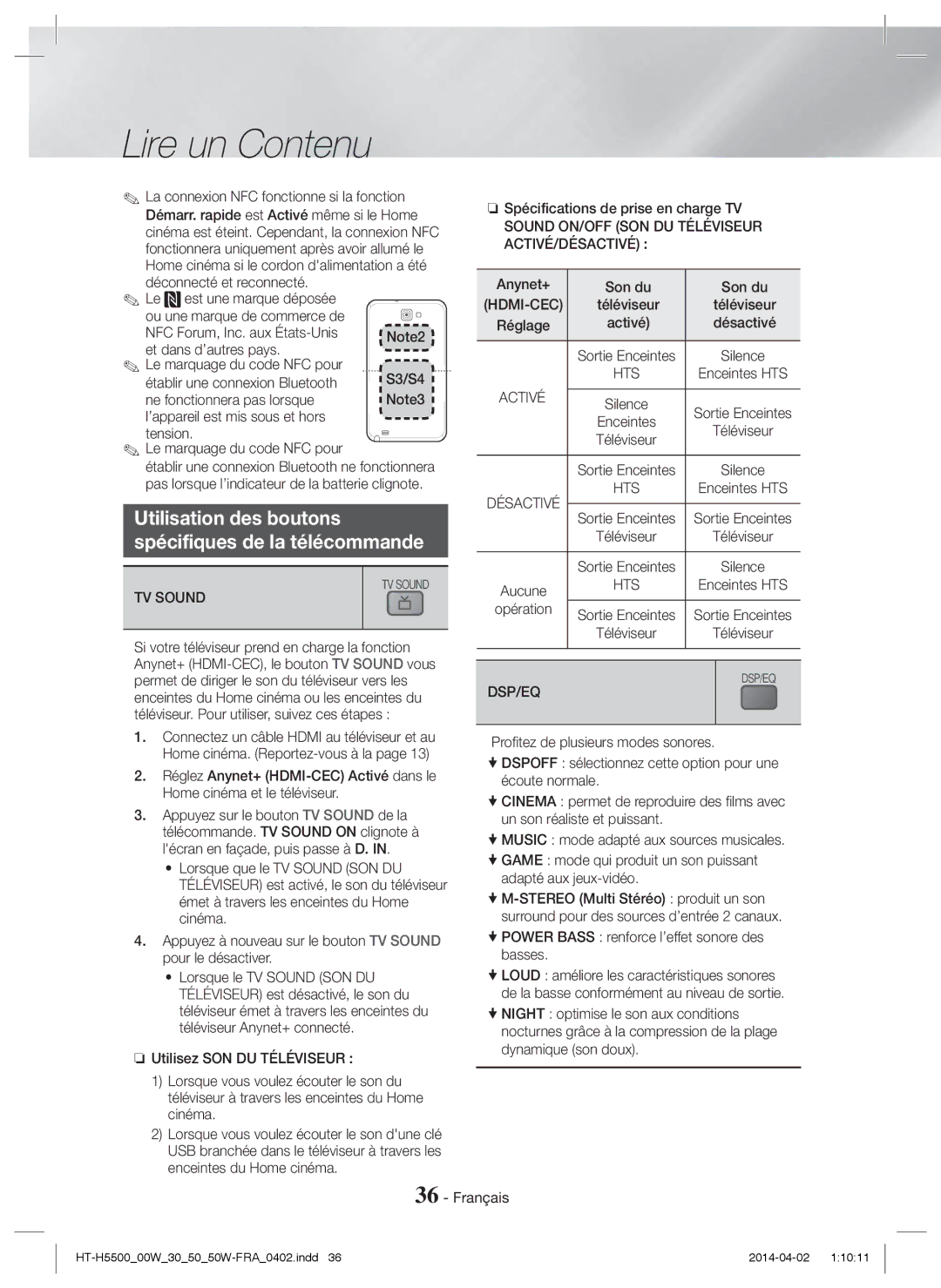 Samsung HT-H5530/EN, HT-H5500/EN, HT-H5550W/EN, HT-H5550/EN manual Utilisation des boutons Spécifiques de la télécommande 