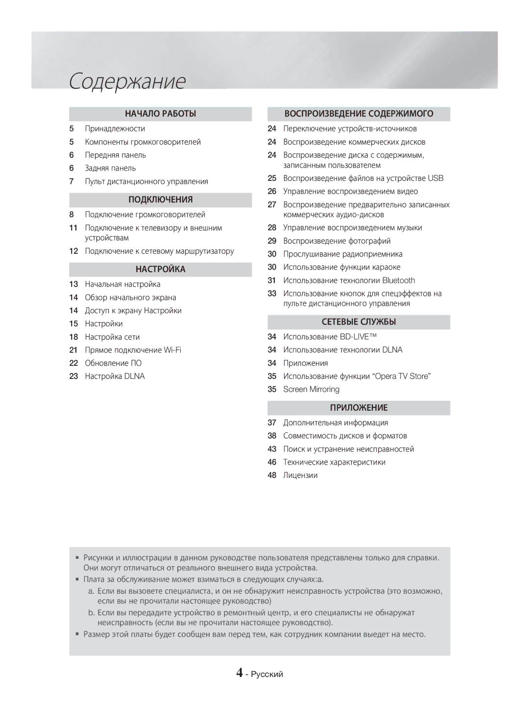 Samsung HT-H5550K/RU, HT-H5530K/RU manual Содержание, Начало Работы 