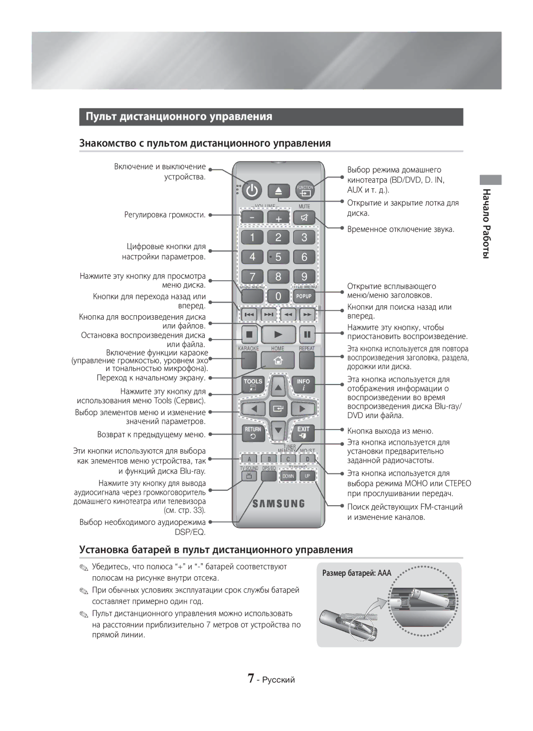 Samsung HT-H5530K/RU, HT-H5550K/RU Пульт дистанционного управления, Знакомство с пультом дистанционного управления, Dsp/Eq 