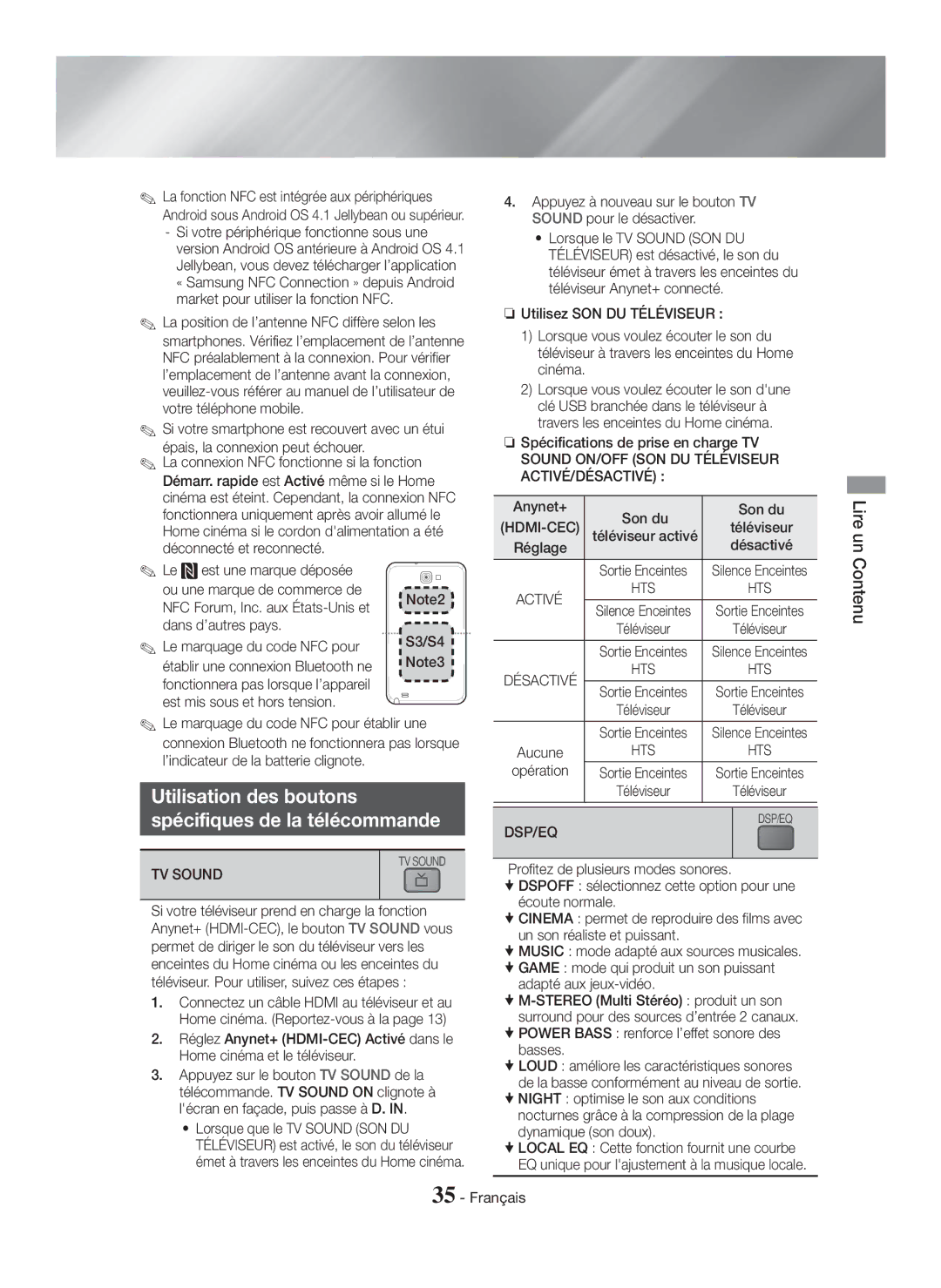 Samsung HT-H5550K/SJ manual Utilisation des boutons Spécifiques de la télécommande, Téléviseur, Opération 