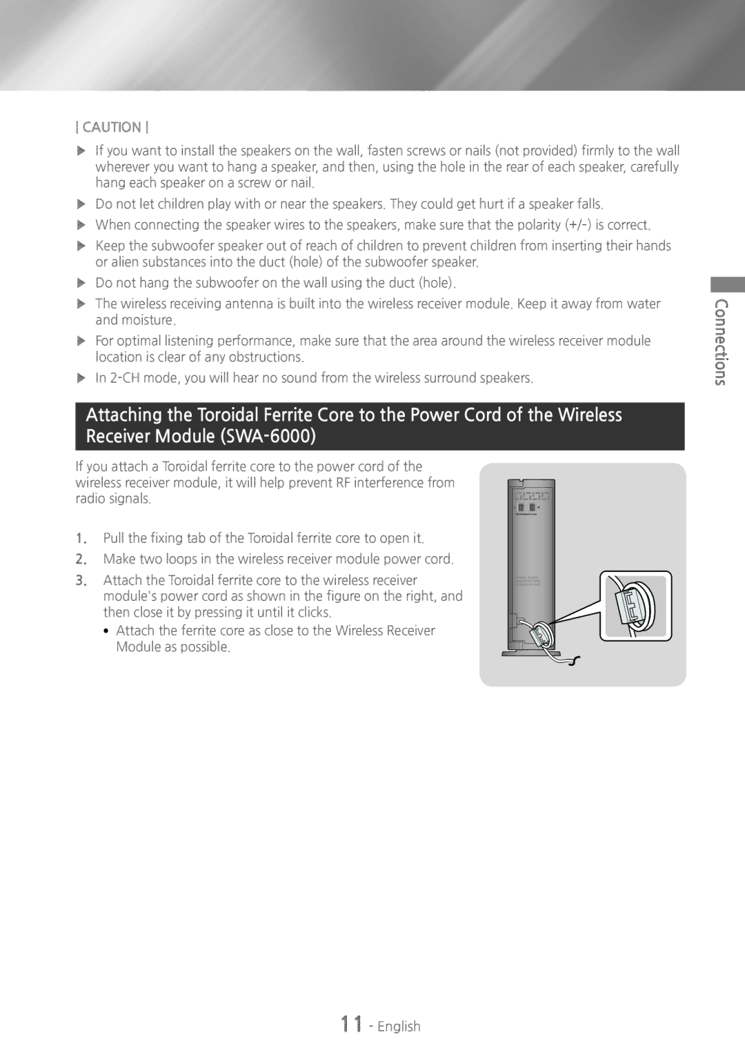 Samsung HT-H6500WM user manual Connections 