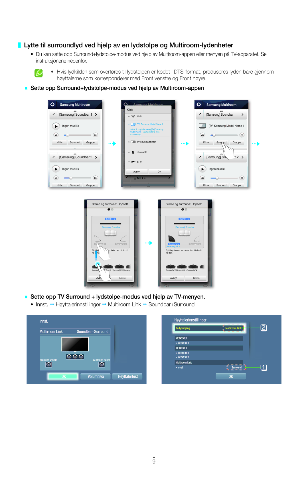 Samsung HT-H7750WM/XE, HT-H7500WM/XE, HW-H750/XE, HW-H751/XE manual Innst Multiroom Link 