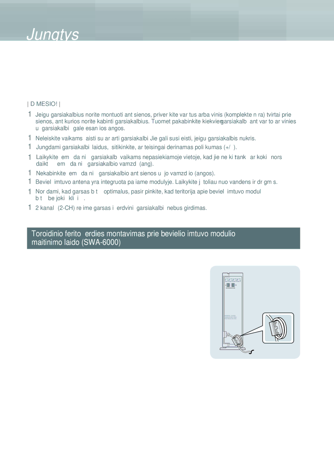 Samsung HT-H7750WM/EN manual Dėmesio 