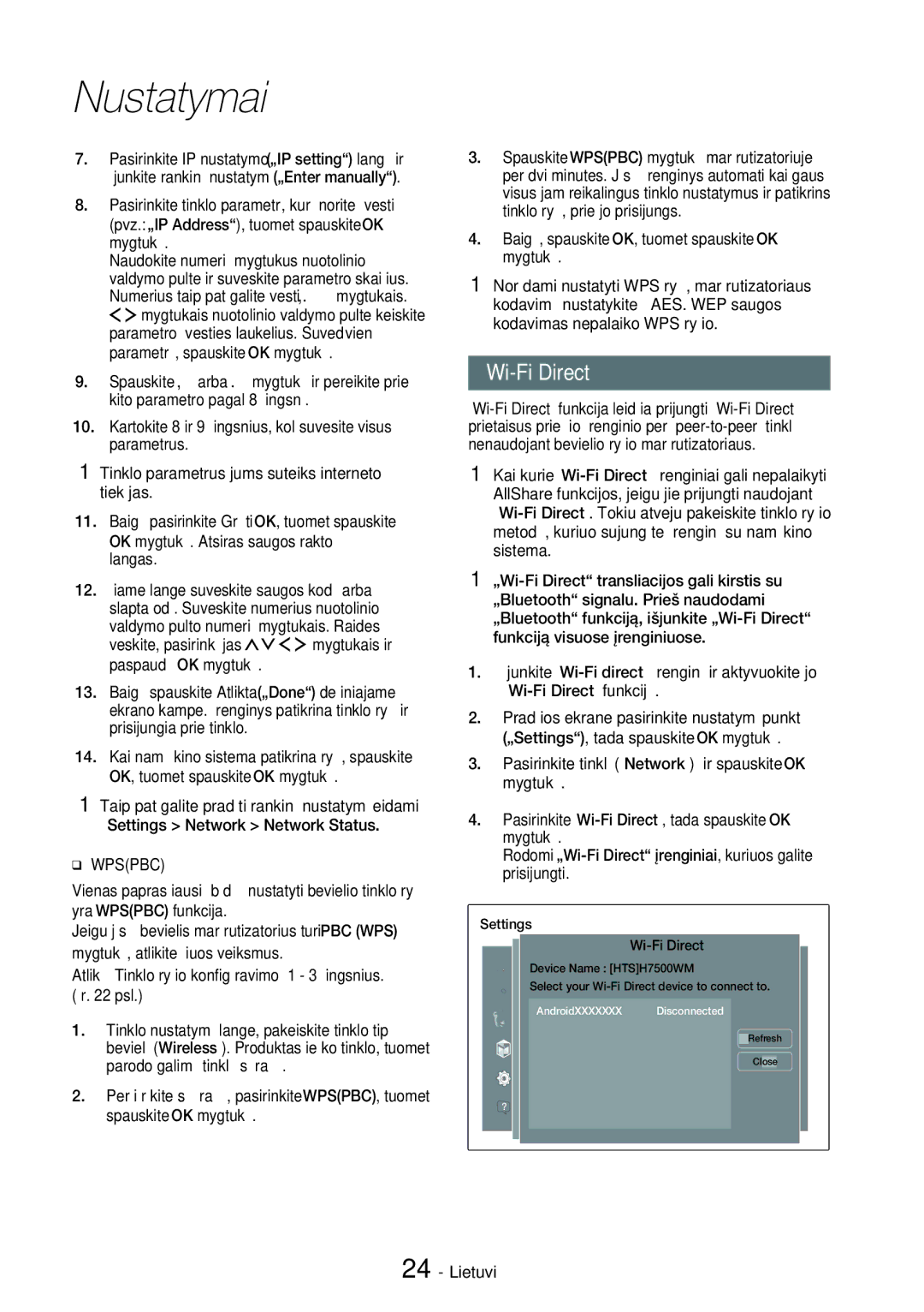 Samsung HT-H7750WM/EN manual „Wi-Fi Direct 