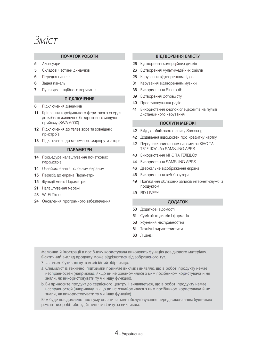 Samsung HT-H7750WM/RU manual Зміст, Підключення динаміків 