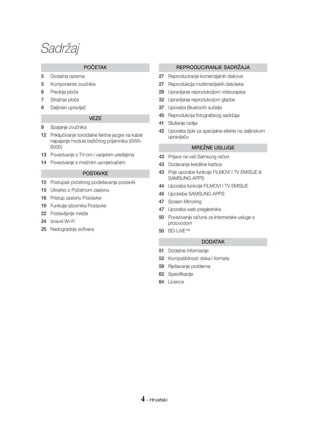 Samsung HT-H7750WM/TK, HT-H7750WM/EN, HT-H7500WM/EN, HT-H7750WM/ZF manual Veze 