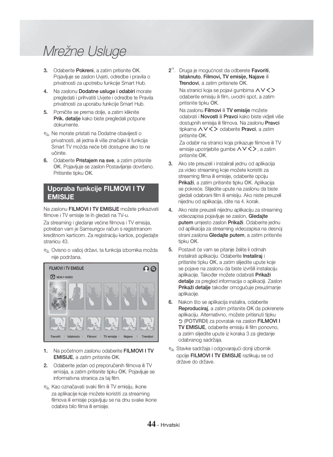 Samsung HT-H7750WM/TK, HT-H7750WM/EN, HT-H7500WM/EN, HT-H7750WM/ZF manual Uporaba funkcije Filmovi I TV 