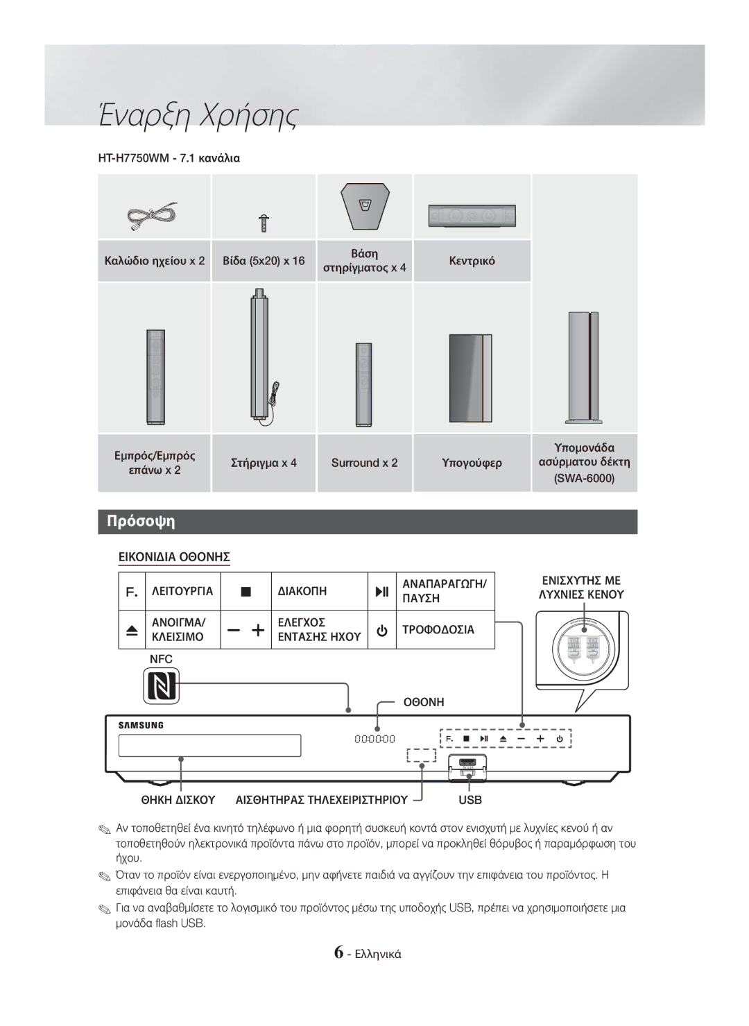 Samsung HT-H7500WM/EN, HT-H7750WM/TK, HT-H7750WM/EN, HT-H7750WM/ZF manual Πρόσοψη 