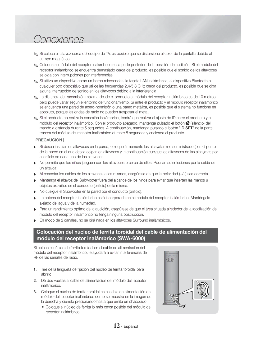 Samsung HT-H7750WM/ZF, HT-H7500WM/ZF manual Precaución 