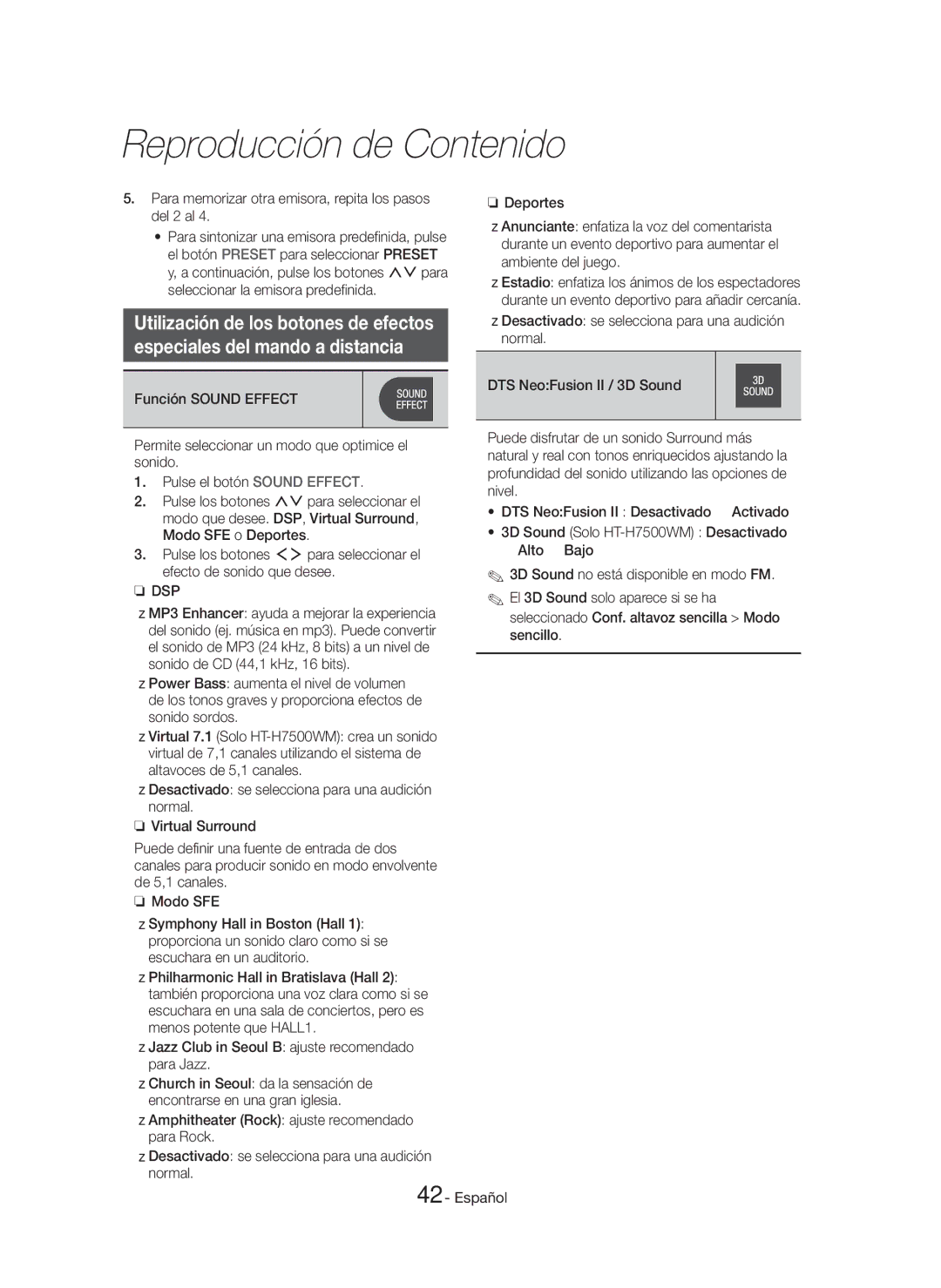 Samsung HT-H7750WM/ZF, HT-H7500WM/ZF manual Para memorizar otra emisora, repita los pasos del 2 al 