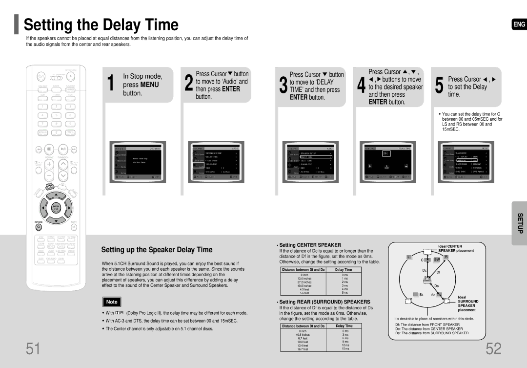 Samsung HT-HDP40 instruction manual Setting the Delay Time, Stop mode, Button Press Cursor button, Then press Enter button 