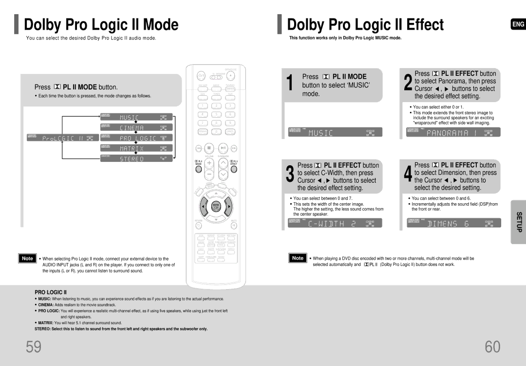 Samsung HT-HDP40 instruction manual Dolby Pro Logic II Mode, Press PL II Mode, Press PL II Effect button 