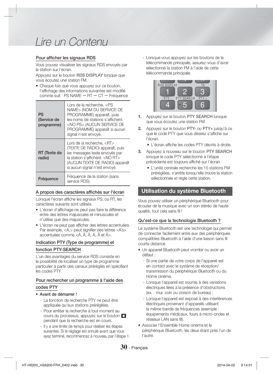 Samsung HT-H5200/XN, HT-HS5200/EN, HT-H5200/EN, HT-HS5200/ZF, HT-H5200/ZF, HT-H5200/XU manual Utilisation du système Bluetooth 