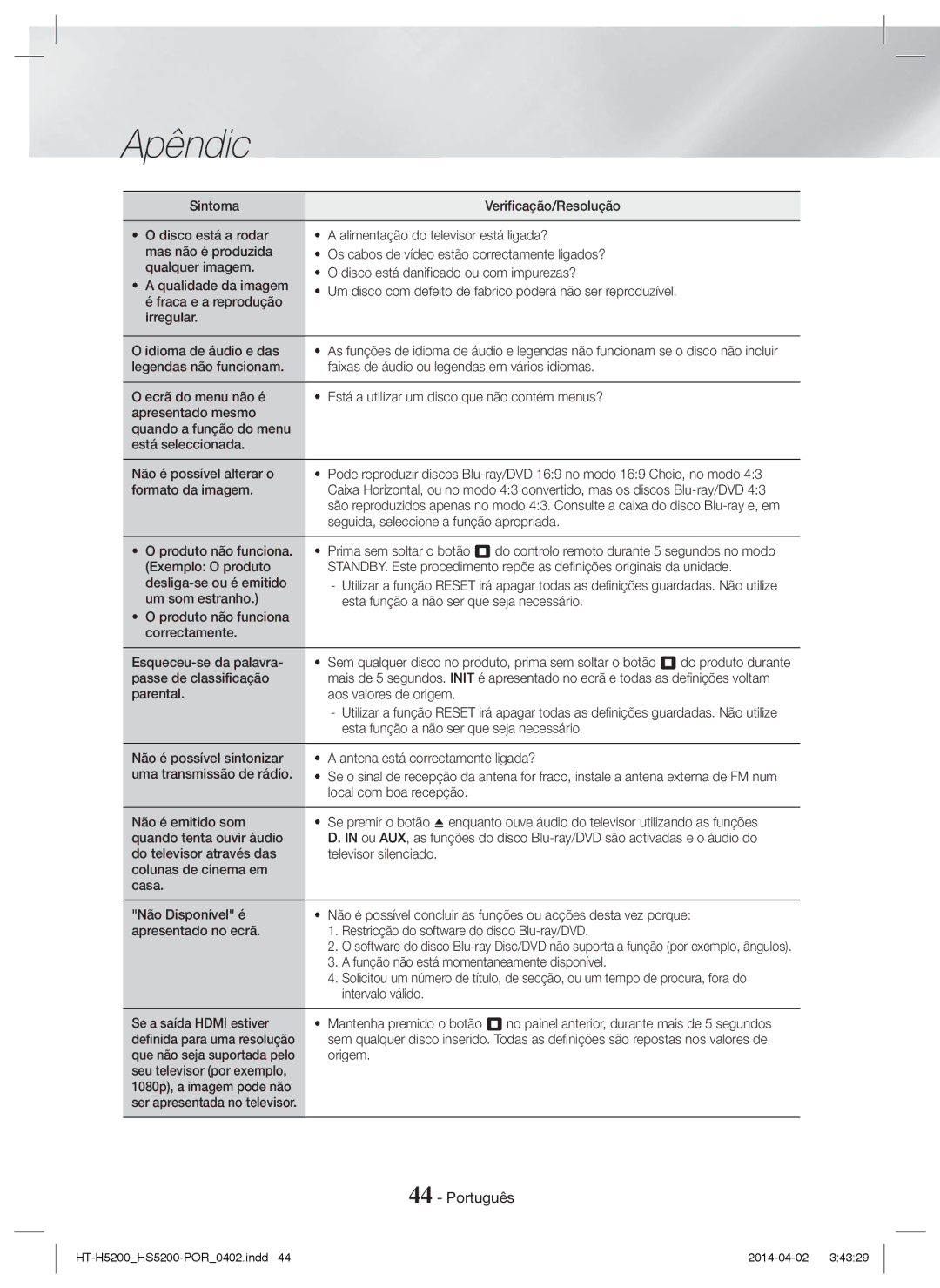 Samsung HT-HS5200/EN Passe de classificação, Parental Aos valores de origem, Esta função a não ser que seja necessário 