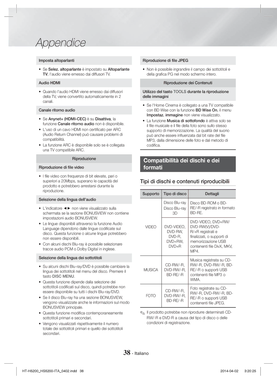 Samsung HT-HS5200/ZF Compatibilità dei dischi e dei Formati, Tipi di dischi e contenuti riproducibili, Dvd-Video, Dvd+Rw 