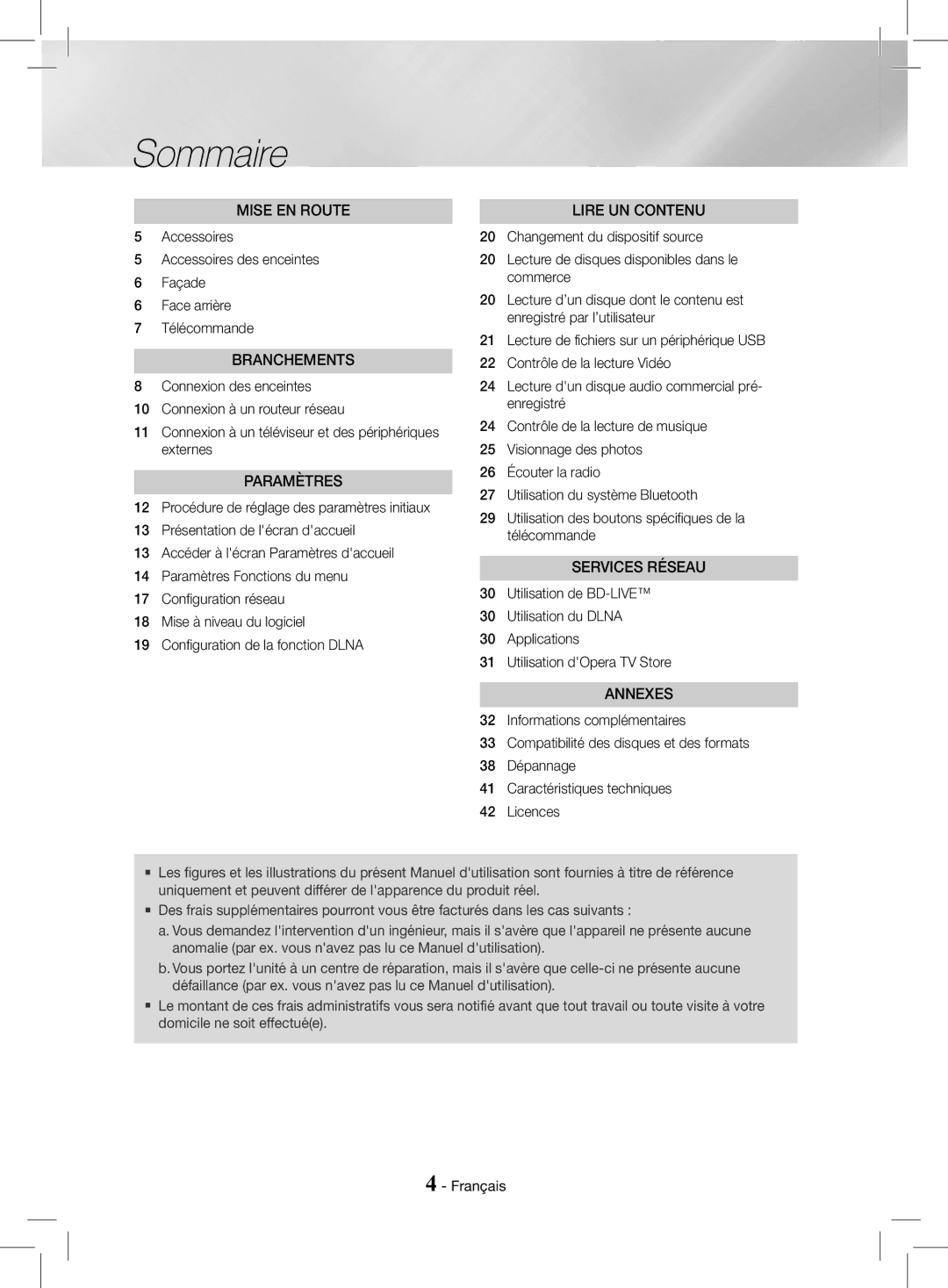 Samsung HT-J4200/ZF, HT-J4200/EN manual Sommaire, Branchements 