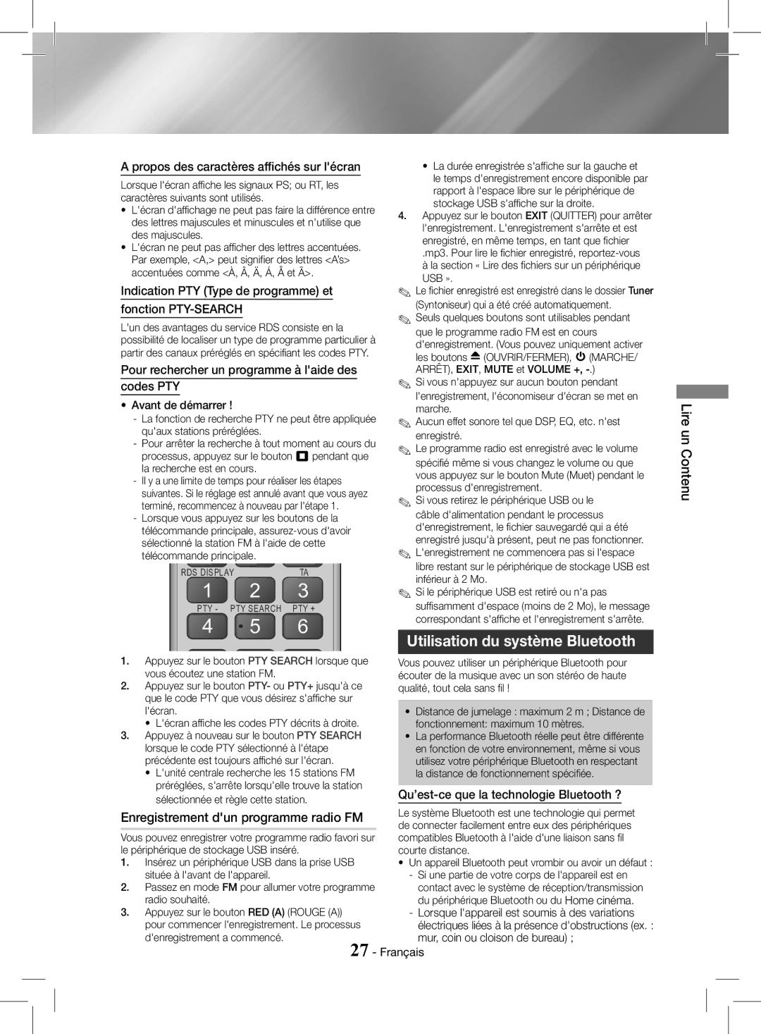 Samsung HT-J4200/EN, HT-J4200/ZF manual Utilisation du système Bluetooth, Propos des caractères affichés sur lécran 