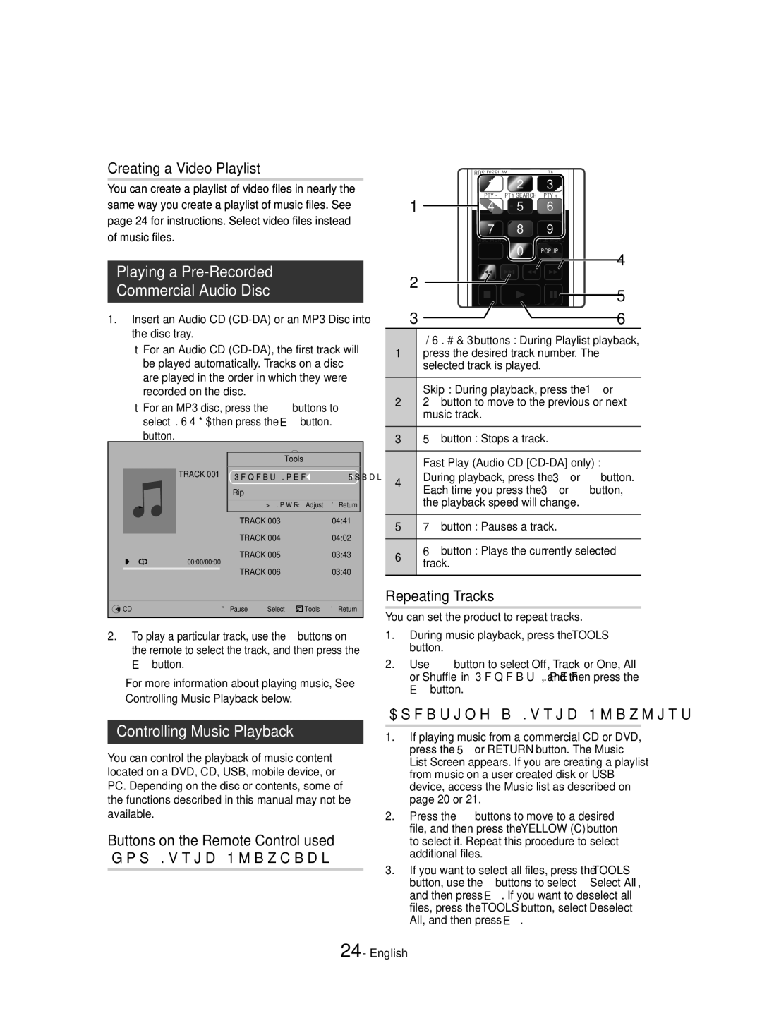 Samsung HT-J4550/EN, HT-J4530/EN, HT-J4500/EN manual Playing a Pre-Recorded Commercial Audio Disc, Controlling Music Playback 