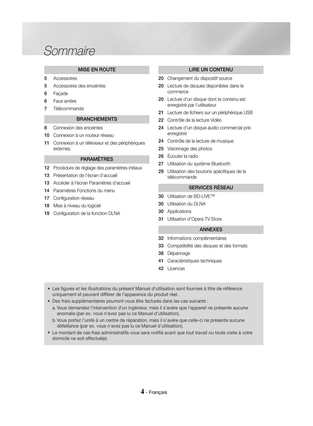 Samsung HT-J4500/EN, HT-J4550/EN, HT-J4530/EN manual Sommaire, Branchements 