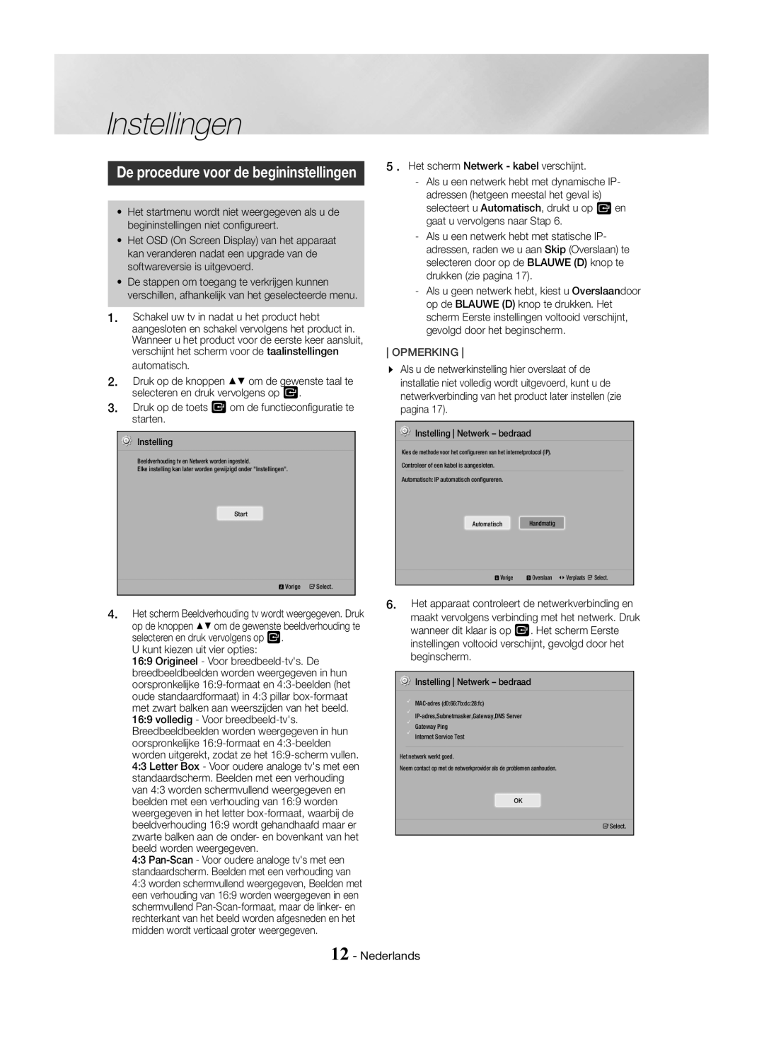 Samsung HT-J4500/EN, HT-J4550/EN, HT-J4530/EN manual Instellingen, Kunt kiezen uit vier opties 