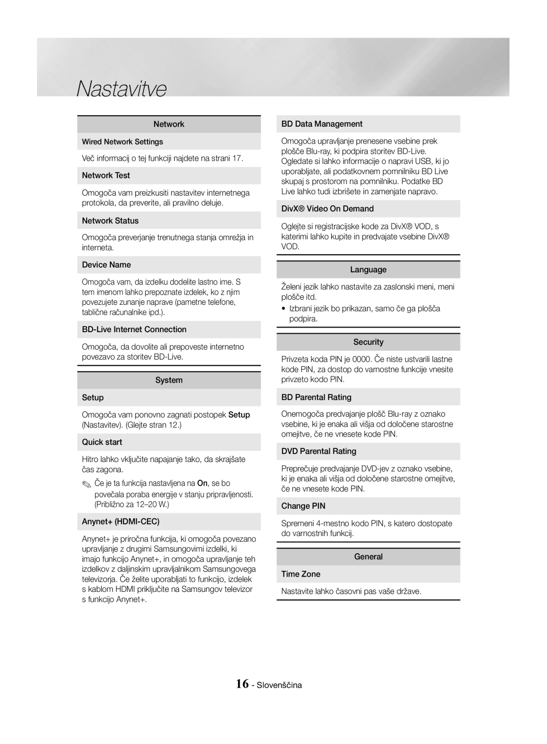 Samsung HT-J4500/EN, HT-J4550/EN, HT-J4530/EN manual BD Data Management, Wired Network Settings 