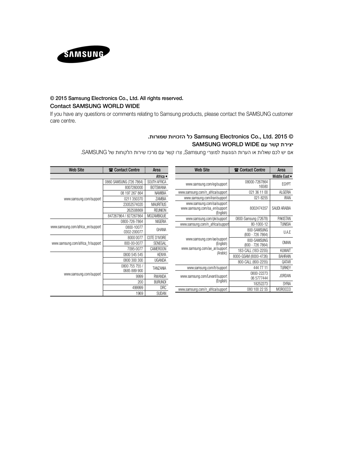 Samsung HT-J5100K/SQ manual Web Site, Area 