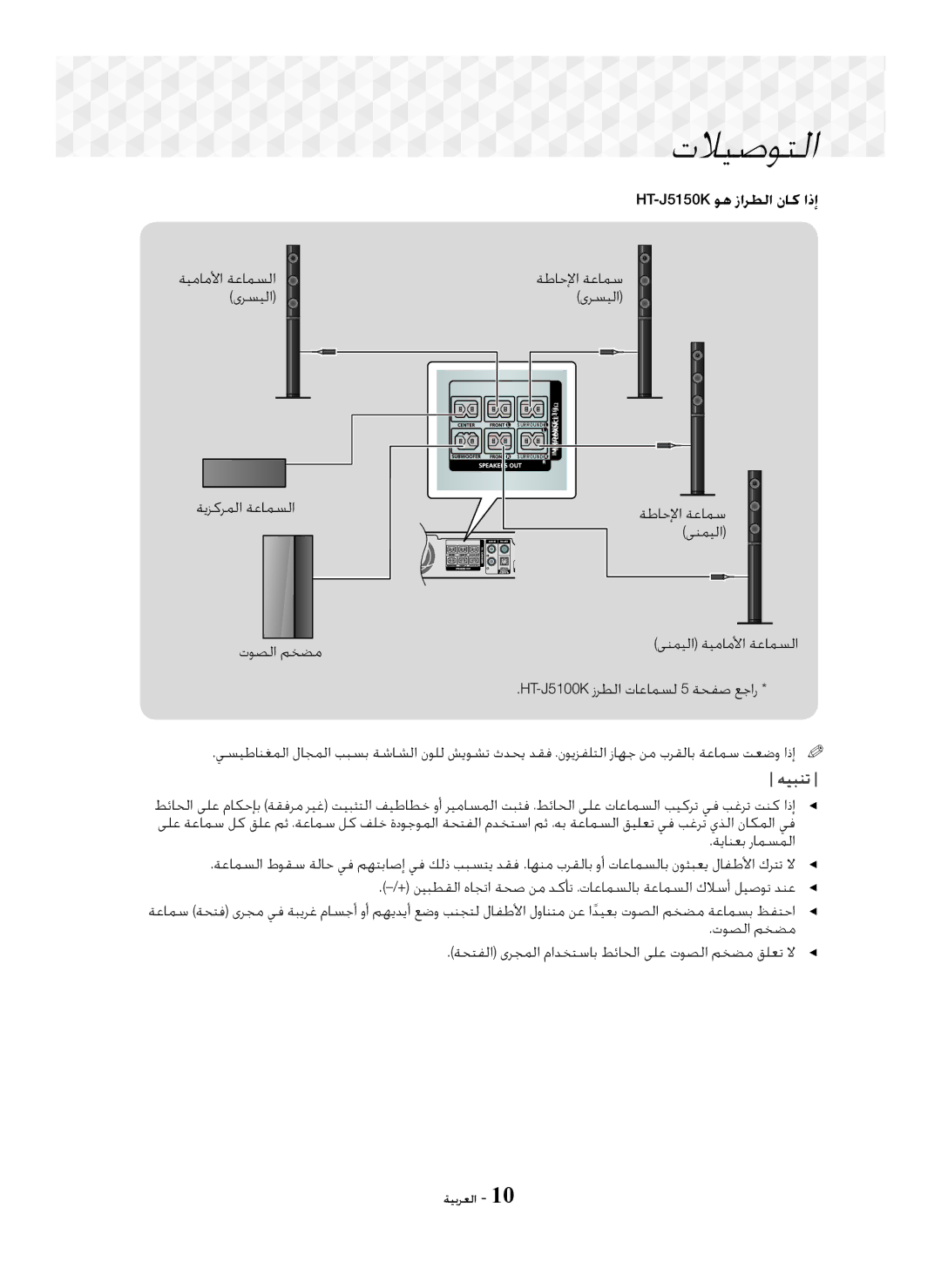 Samsung HT-J5100K/UM, HT-J5150K/UM manual ﻪﻴﺒﻨﺗ 