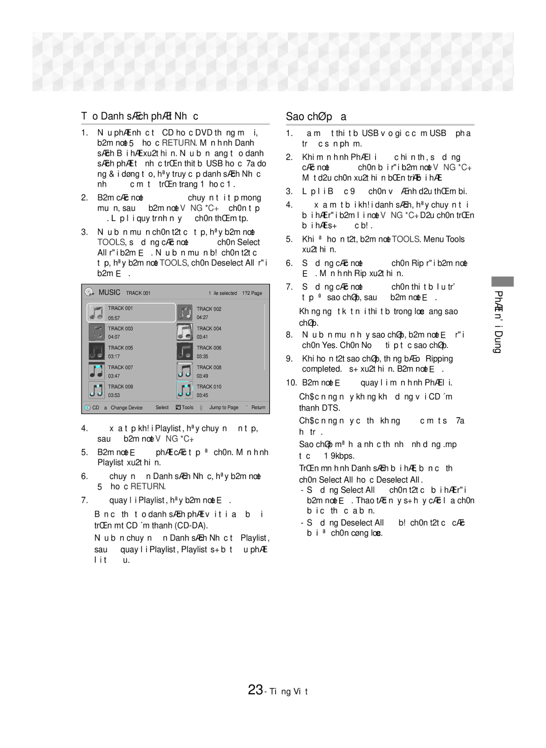 Samsung HT-J5150K/XV manual Sao chép đĩa, Đưa một thiết bị USB vào giắc cắm USB ở phía trước sản phẩm 