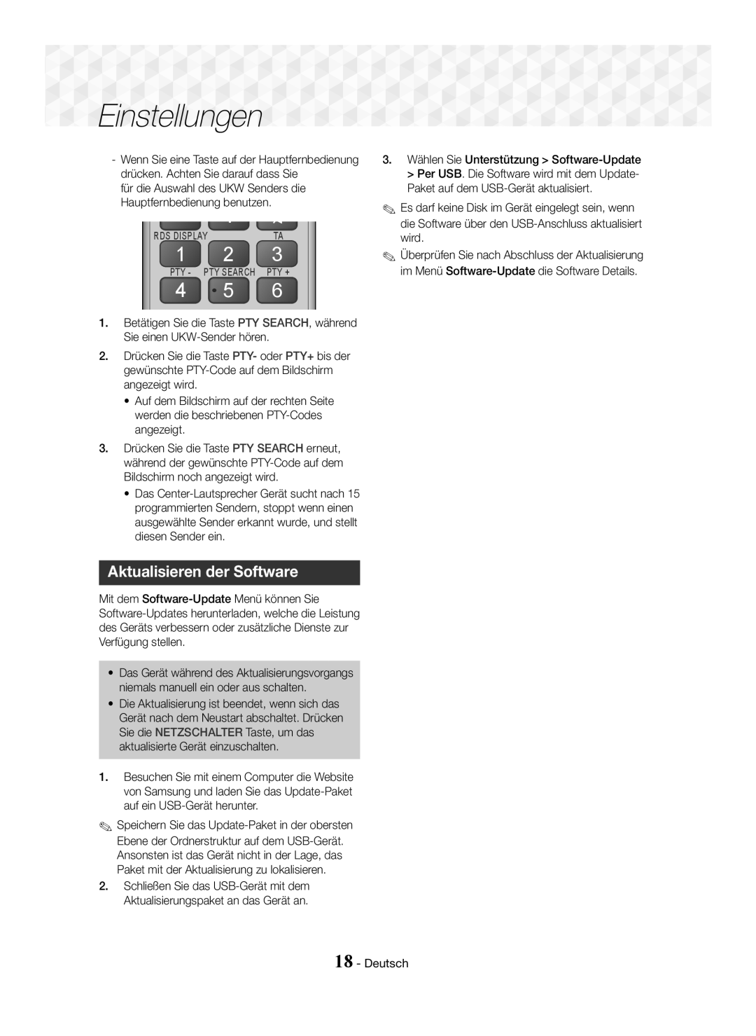 Samsung HT-J5150/TK, HT-J5150/EN, HT-J5150/ZF manual Aktualisieren der Software 