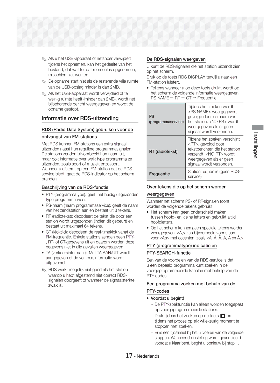 Samsung HT-J5150/TK, HT-J5150/EN, HT-J5150/ZF manual Informatie over RDS-uitzending 