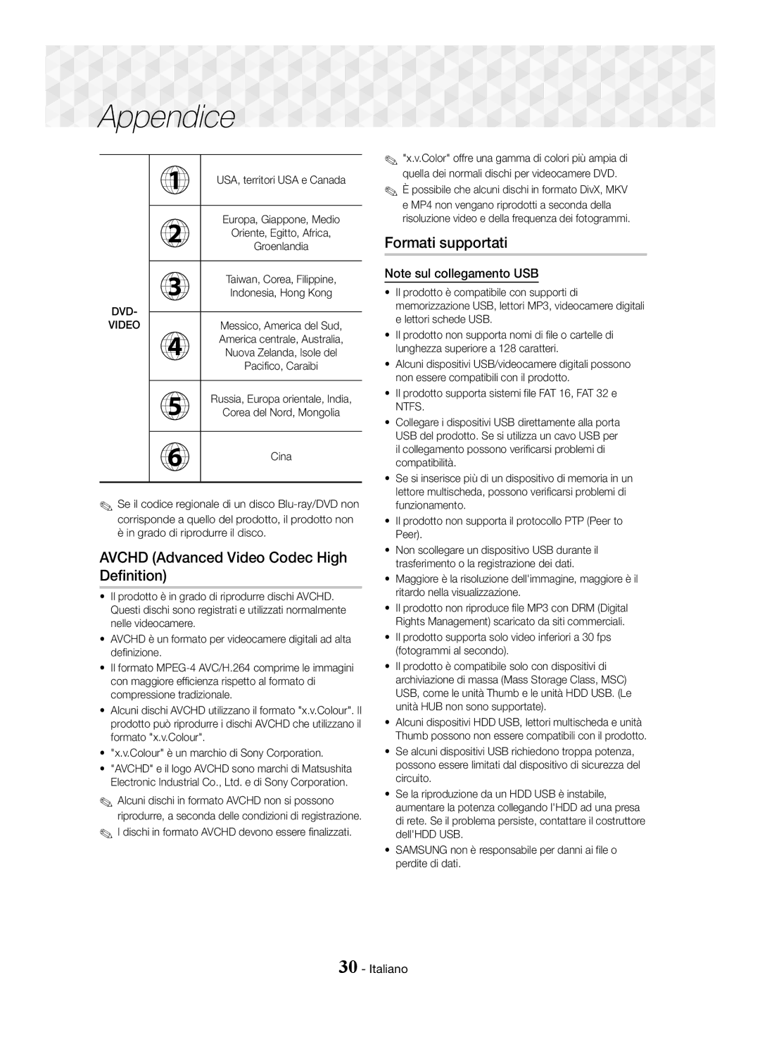 Samsung HT-J5150/EN, HT-J5150/TK, HT-J5150/ZF manual Formati supportati, Dischi in formato Avchd devono essere finalizzati 