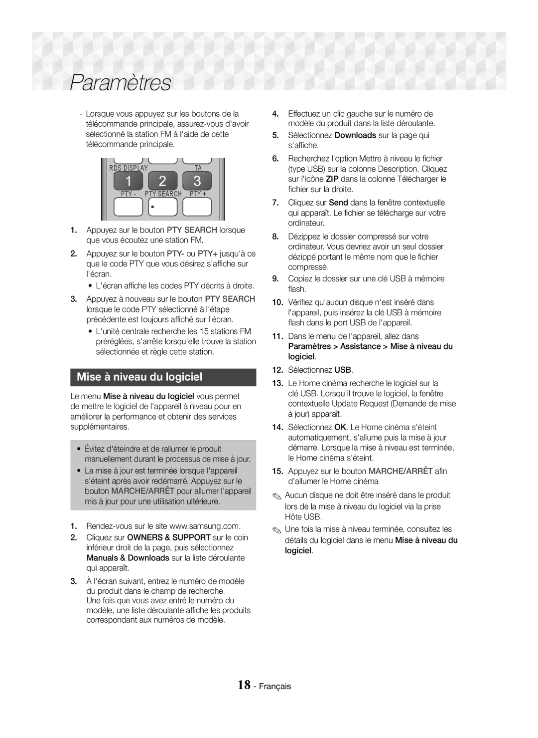 Samsung HT-J5150/TK, HT-J5150/EN, HT-J5150/ZF Mise à niveau du logiciel, Sélectionnez Downloads sur la page qui saffiche 