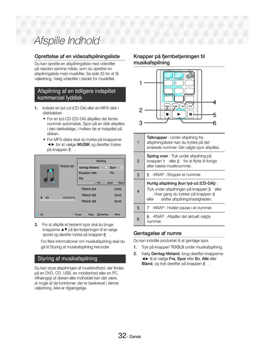 Samsung HT-J5550W/XE Oprettelse af en videoafspilningsliste, Afspilning af en tidligere indspillet Kommerciel lyddisk 