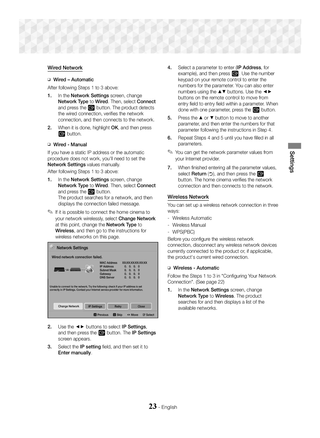 Samsung HT-J5500/XE manual Wired Network, Wireless Network, Wired Automatic After following Steps 1 to 3 above, Wpspbc 