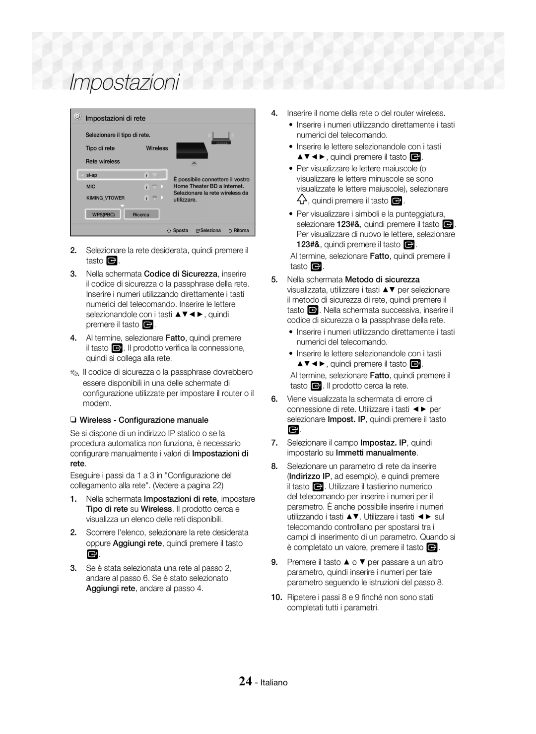 Samsung HT-J5550W/EN manual Numerici del telecomando, Quindi premere il tasto E, Per visualizzare le lettere maiuscole o 