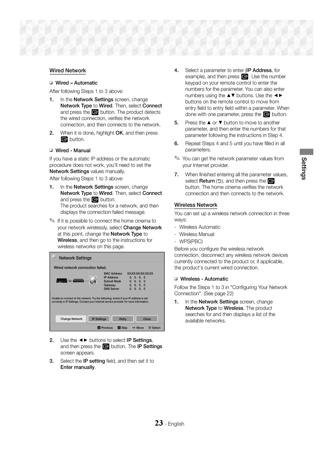 Samsung HT-J5500/XE manual Wired Network, Wireless Network, Wired Automatic After following Steps 1 to 3 above, Wpspbc 