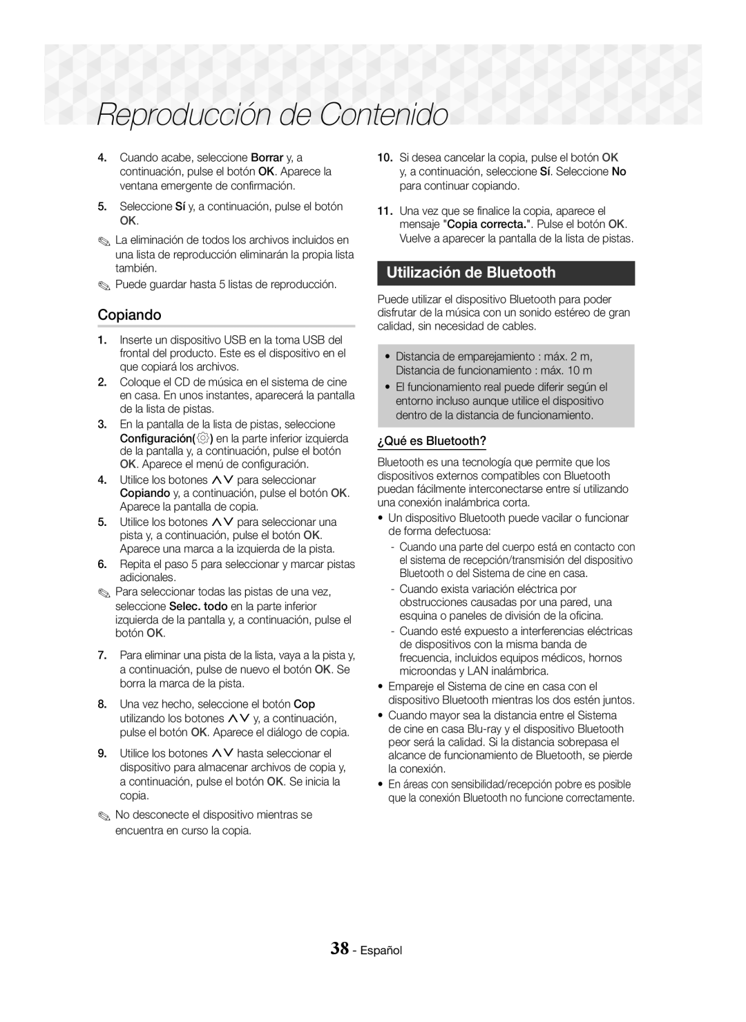 Samsung HT-J7500W/ZF, HT-J7750W/ZF manual Copiando, Utilización de Bluetooth, ¿Qué es Bluetooth? 