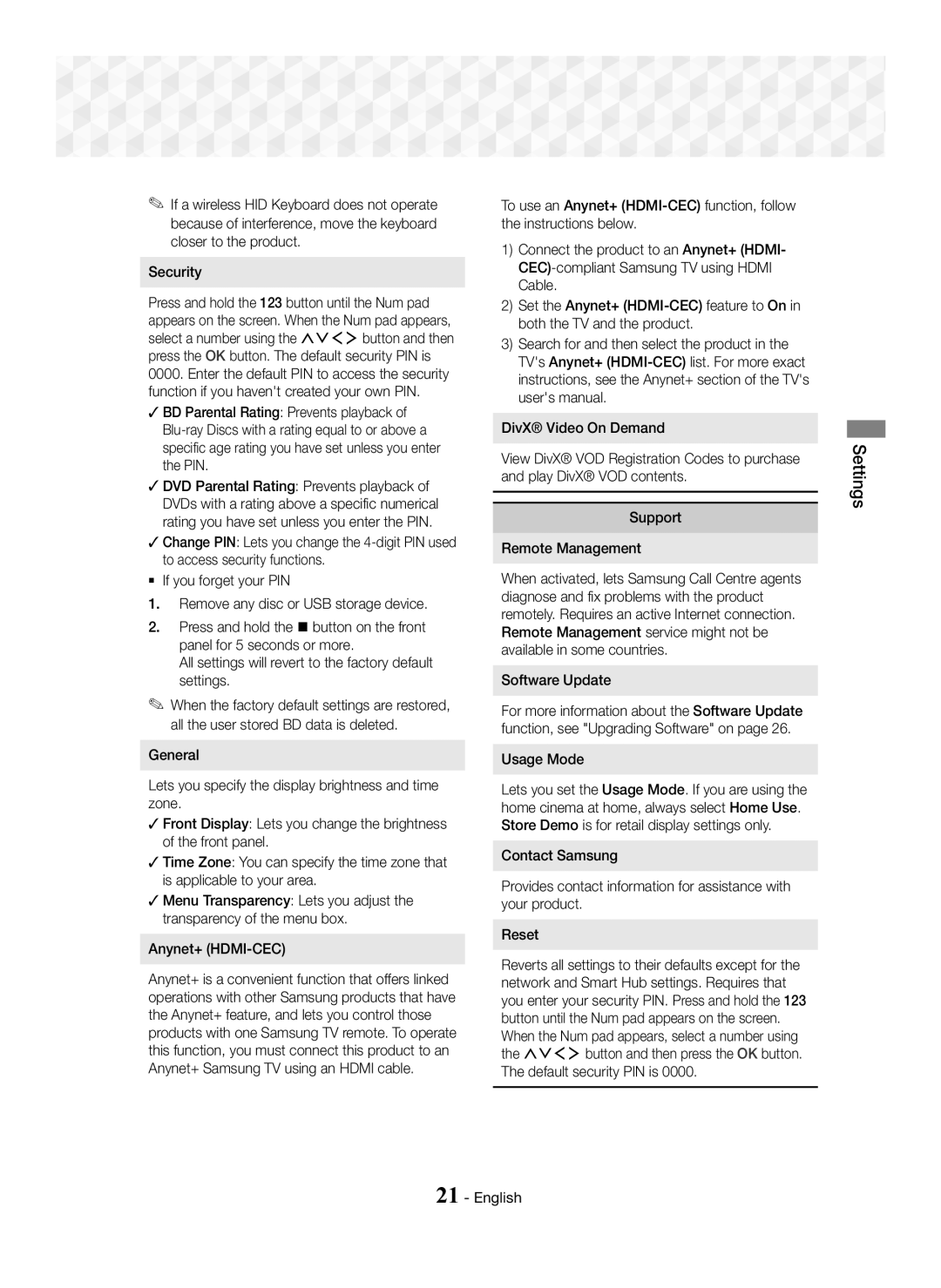 Samsung HT-J7750W/ZF, HT-J7750W/EN, HT-J7500W/EN, HT-J7500W/ZF, HT-J7500W/XE, HT-J7750W/XE manual Software Update, Usage Mode 