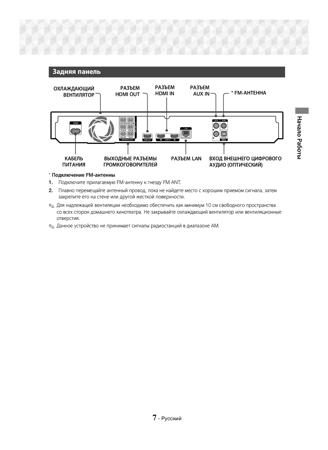 Samsung HT-J7750W/RU manual Начало Работы, Аудио Оптический 