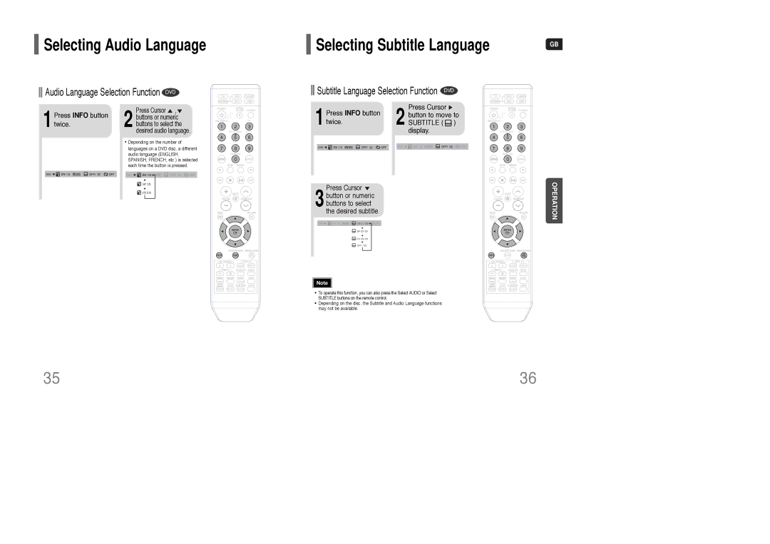 Samsung HT-TKQ25R/XFU manual Buttons to select the desired subtitle, Press Cursor 2 button to move to Subtitle display 