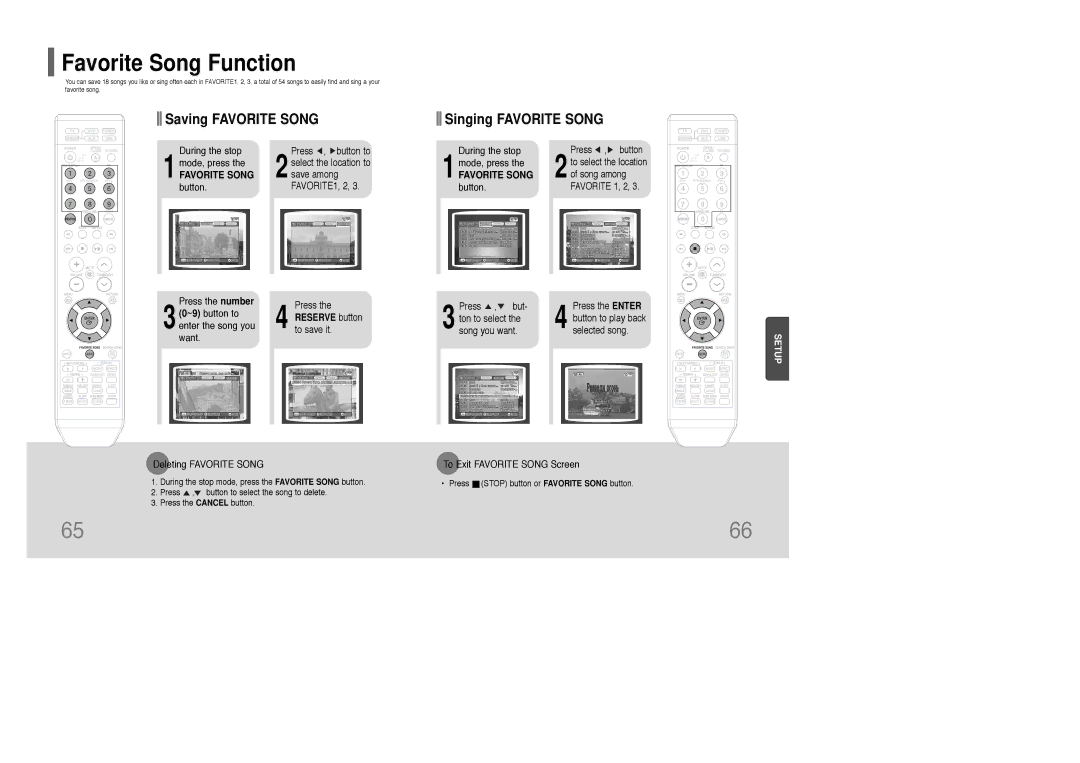 Samsung HT-KQ20R/XFU, HT-TKQ25R/XFU manual Favorite Song Function, Saving Favorite Song, Singing Favorite Song 