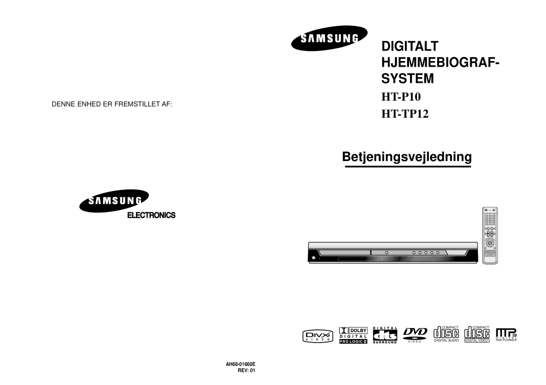 Samsung HT-P10R/EDC manual Betjeningsvejledning 