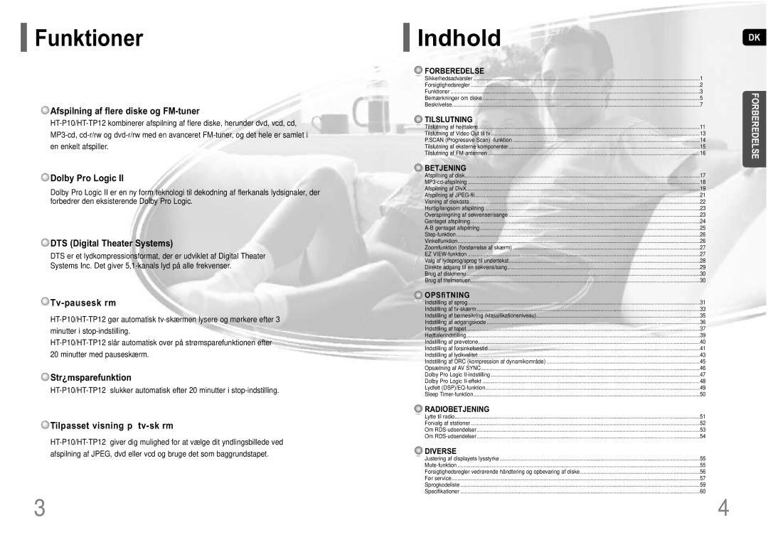 Samsung HT-P10R/EDC manual Funktioner 